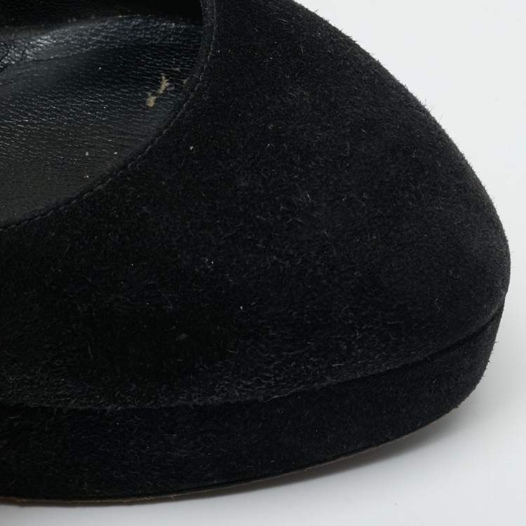 Pre Owned Dolce & Gabbana Size 37 Black Suede Platform Pumps