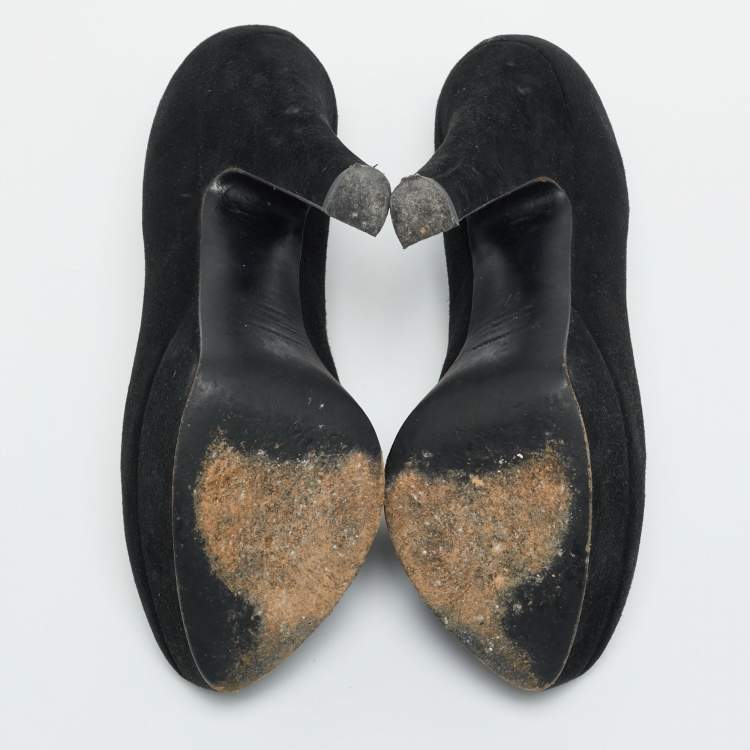 Pre Owned Dolce & Gabbana Size 37 Black Suede Platform Pumps