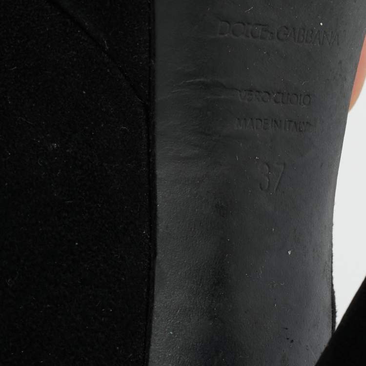 Pre Owned Dolce & Gabbana Size 37 Black Suede Platform Pumps