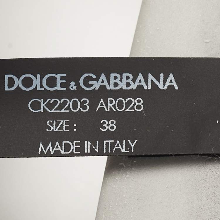 Pre Owned Dolce & Gabbana Portofino Size 38 White/Purple Leather Lace Up Sneakers