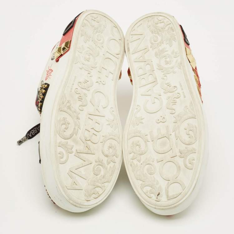 Pre Owned Dolce & Gabbana Portofino Size 38 White/Black Leather Lace Up Sneakers