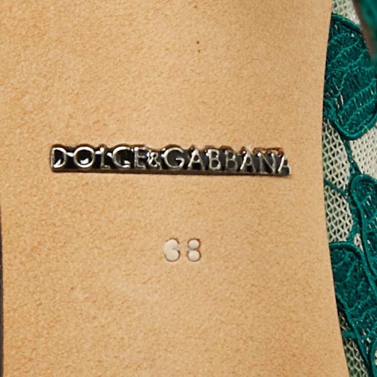Pre Owned Dolce & Gabbana Bellucci Size 38 Green  Lace and Mesh Pumps