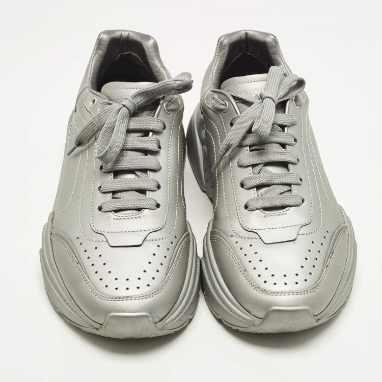 Pre Owned Dolce & Gabbana Daymaster Size 41 Grey Leather Lace Up Sneakers