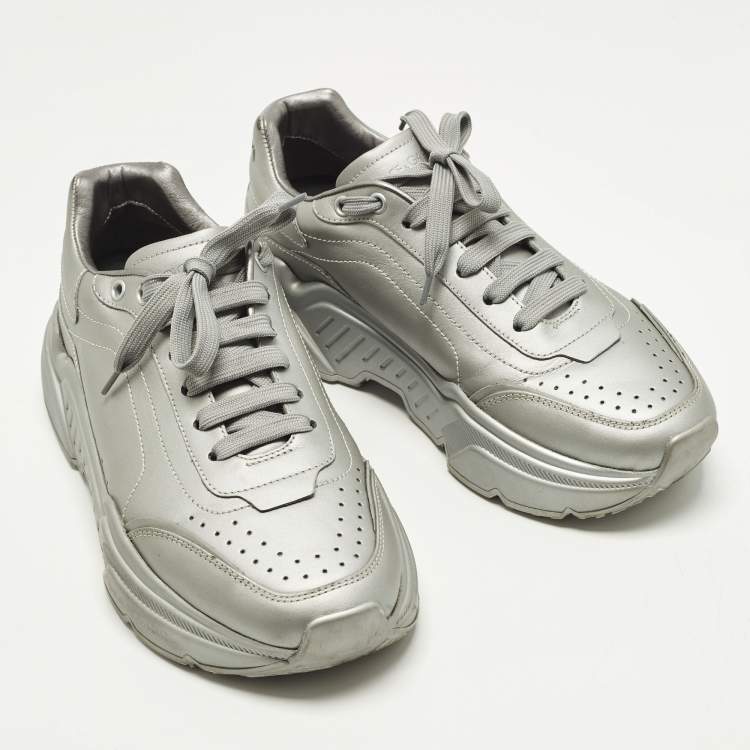 Pre Owned Dolce & Gabbana Daymaster Size 41 Grey Leather Lace Up Sneakers
