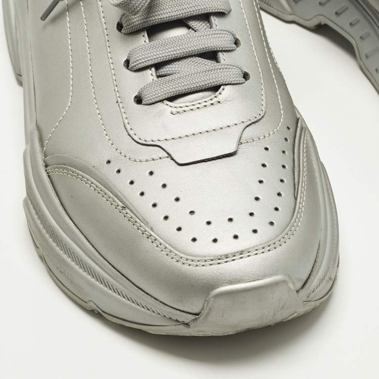 Pre Owned Dolce & Gabbana Daymaster Size 41 Grey Leather Lace Up Sneakers