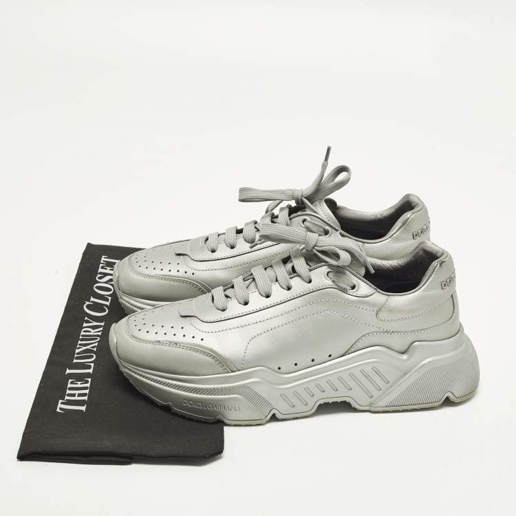 Pre Owned Dolce & Gabbana Daymaster Size 41 Grey Leather Lace Up Sneakers