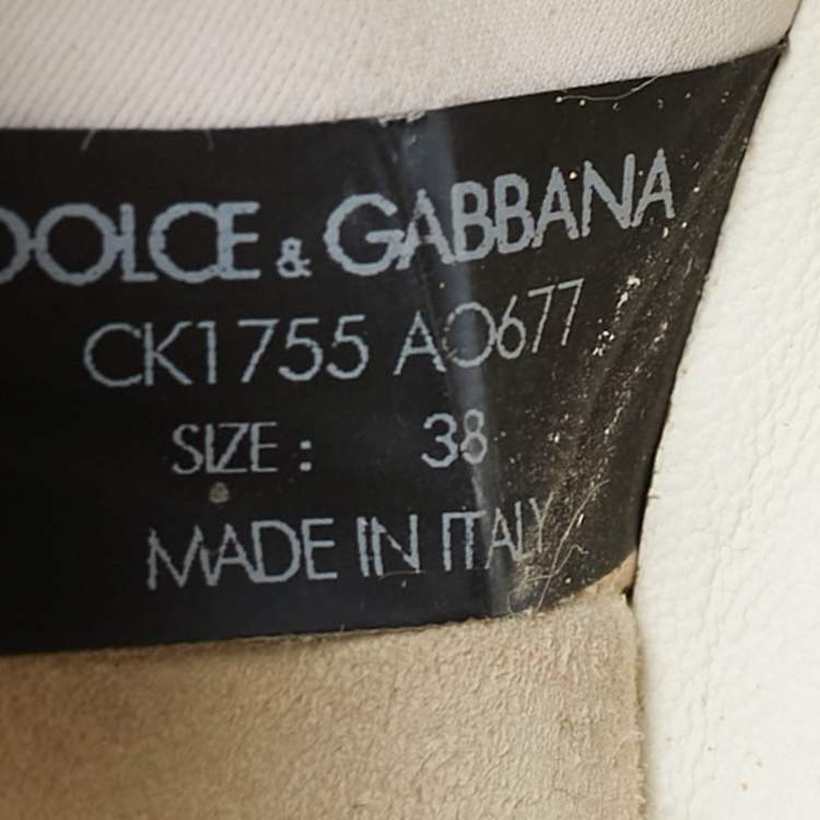 Pre Owned Dolce & Gabbana Ns1 Size 38 Multicolor Leather and Lurex Fabric Lace Up Sneakers