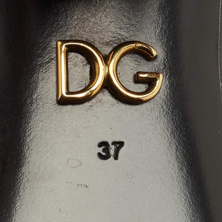 Pre Owned Dolce & Gabbana Baroque Size 37 Black Leather Slide Sandals