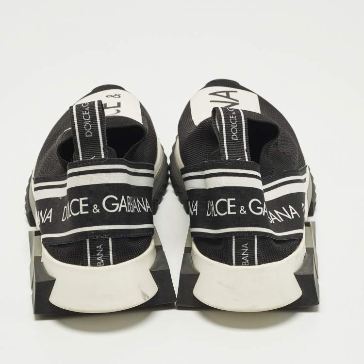 Pre Owned Dolce & Gabbana  Size 41.5 Black Knit Fabric Sorrento Slip On Sneakers