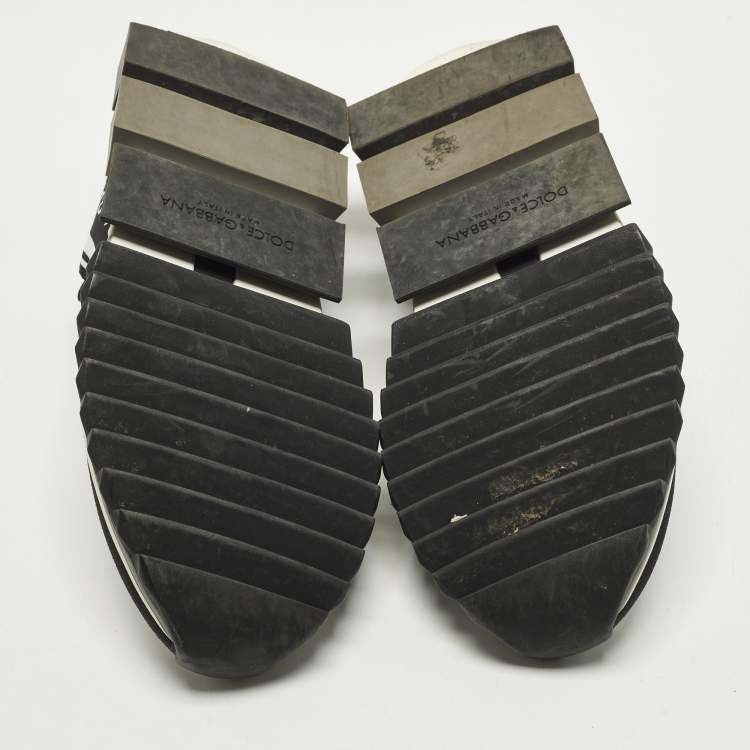 Pre Owned Dolce & Gabbana  Size 41.5 Black Knit Fabric Sorrento Slip On Sneakers