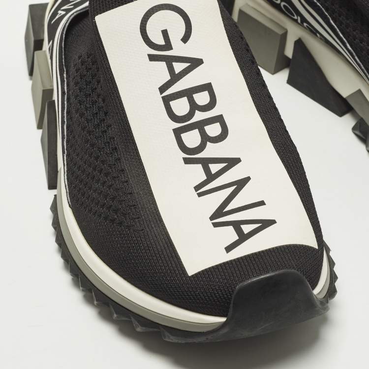 Pre Owned Dolce & Gabbana  Size 41.5 Black Knit Fabric Sorrento Slip On Sneakers