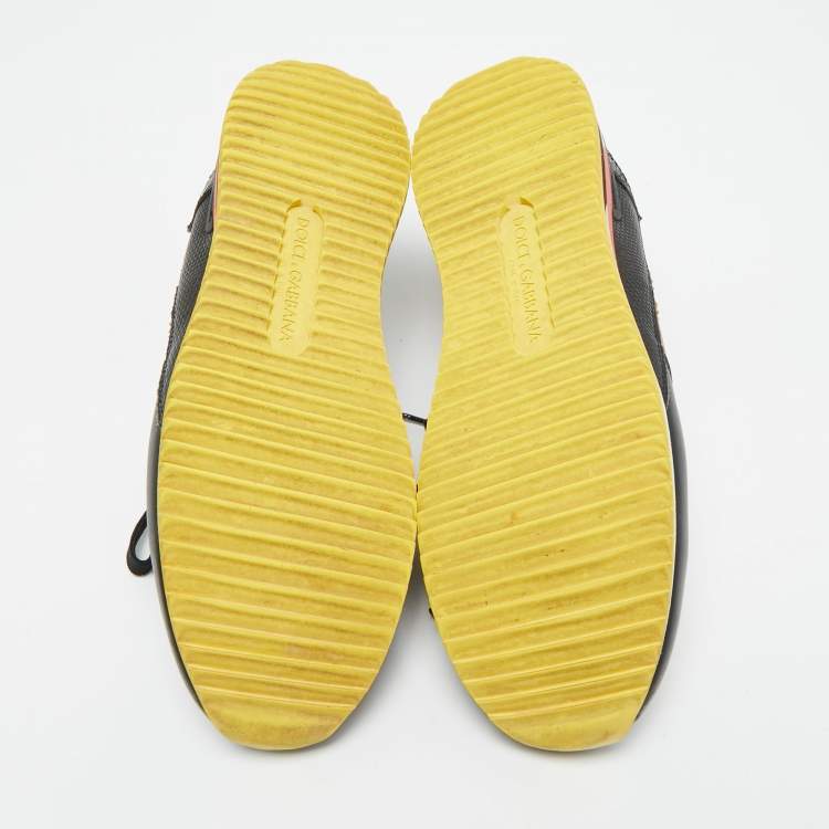 مملوكة مسبقًا Dolce & Gabbana Size 39 Multicolor Python and Leather Floral Printed Low Top Sneakers