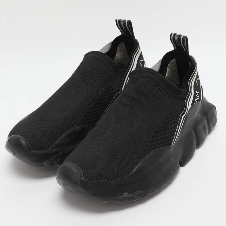 Pre Owned Dolce & Gabbana Sorrento Size 37.5 Black Mesh Slip On Sneakers