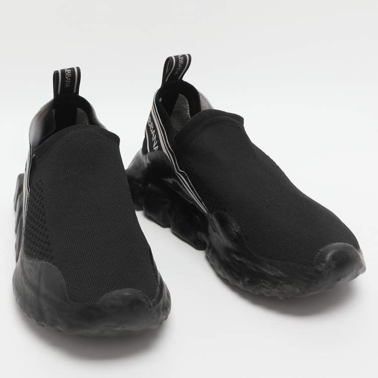Pre Owned Dolce & Gabbana Sorrento Size 37.5 Black Mesh Slip On Sneakers