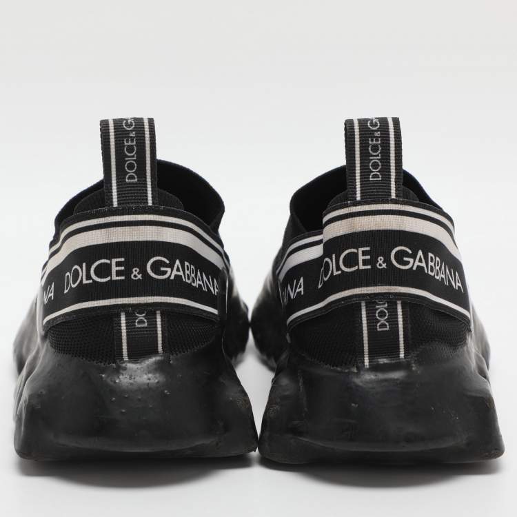 Pre Owned Dolce & Gabbana Sorrento Size 37.5 Black Mesh Slip On Sneakers