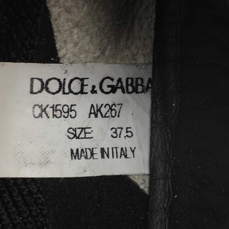 Pre Owned Dolce & Gabbana Sorrento Size 37.5 Black Mesh Slip On Sneakers