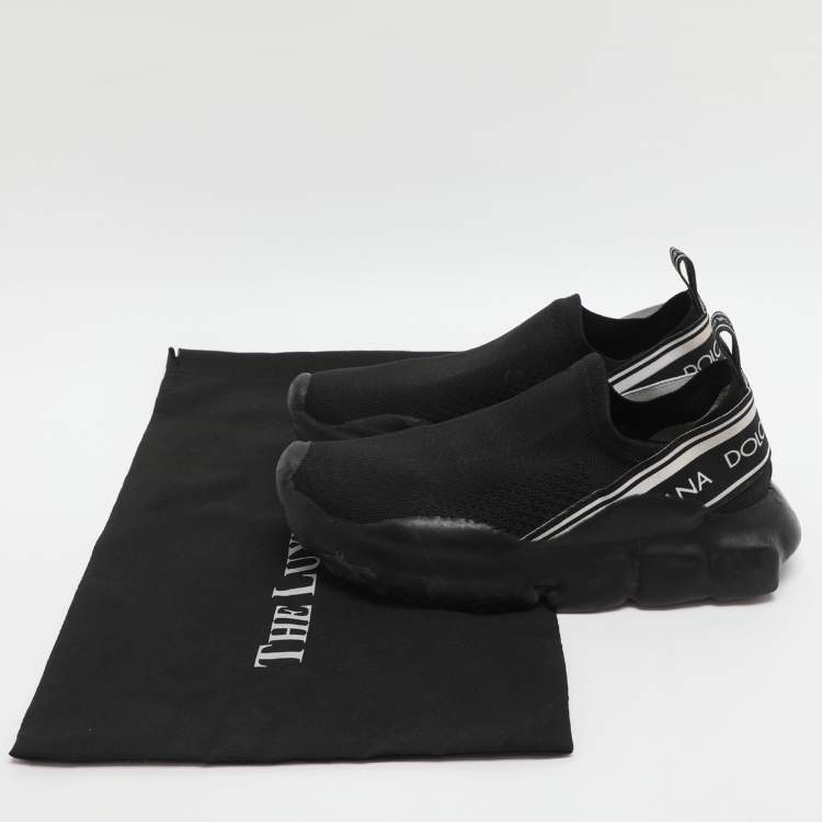 Pre Owned Dolce & Gabbana Sorrento Size 37.5 Black Mesh Slip On Sneakers