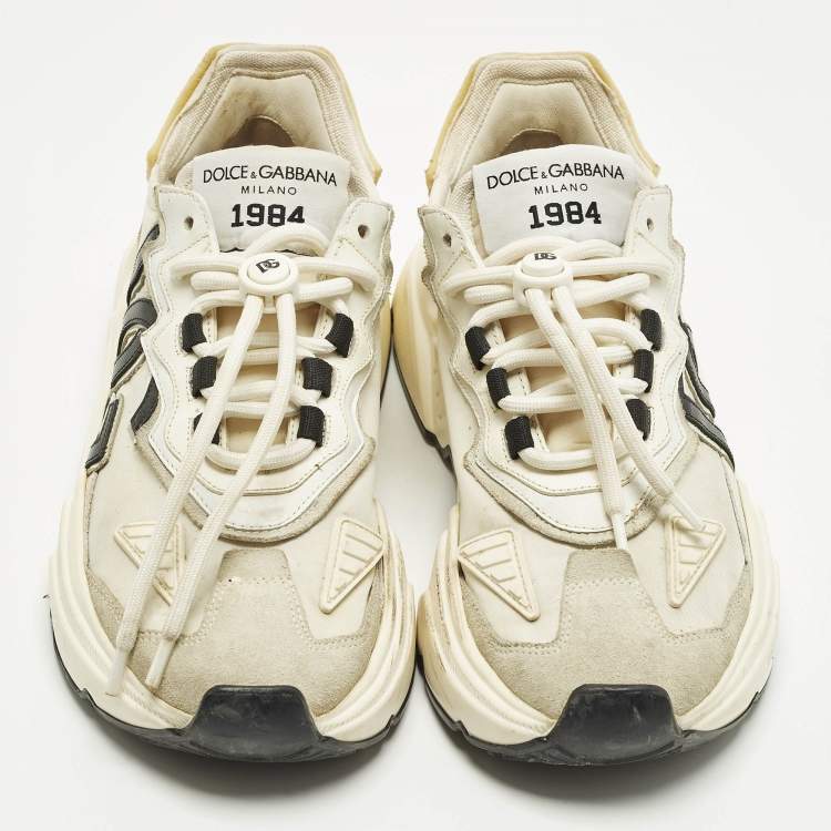 مملوكة مسبقًا Dolce & Gabbana Daymaster Size 39 White Nylon and Suede Low Top Sneakers