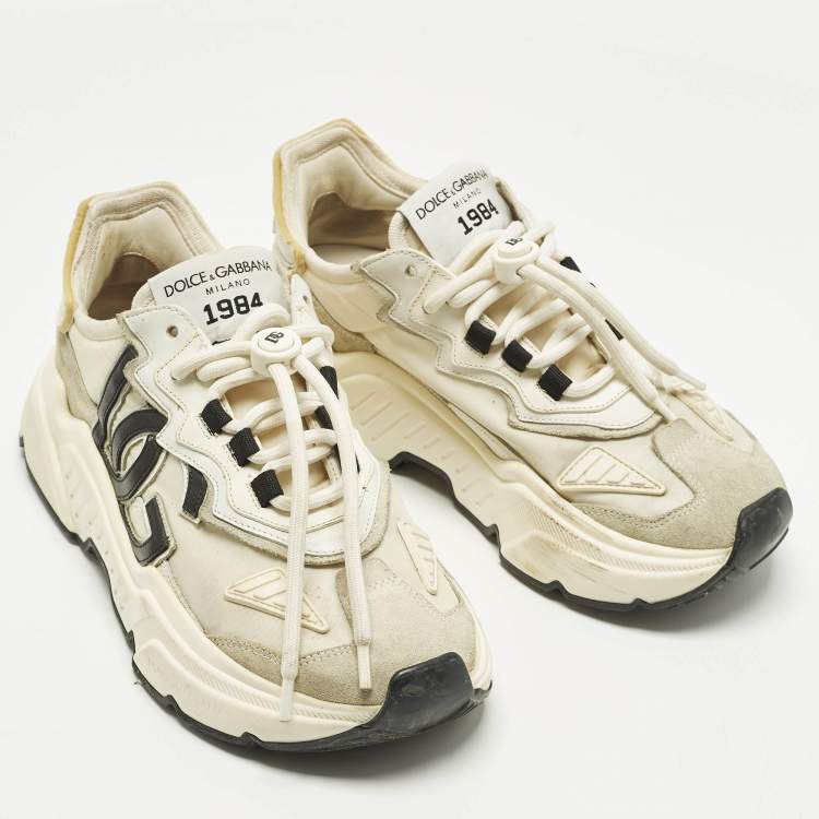 مملوكة مسبقًا Dolce & Gabbana Daymaster Size 39 White Nylon and Suede Low Top Sneakers