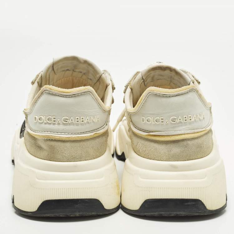 مملوكة مسبقًا Dolce & Gabbana Daymaster Size 39 White Nylon and Suede Low Top Sneakers