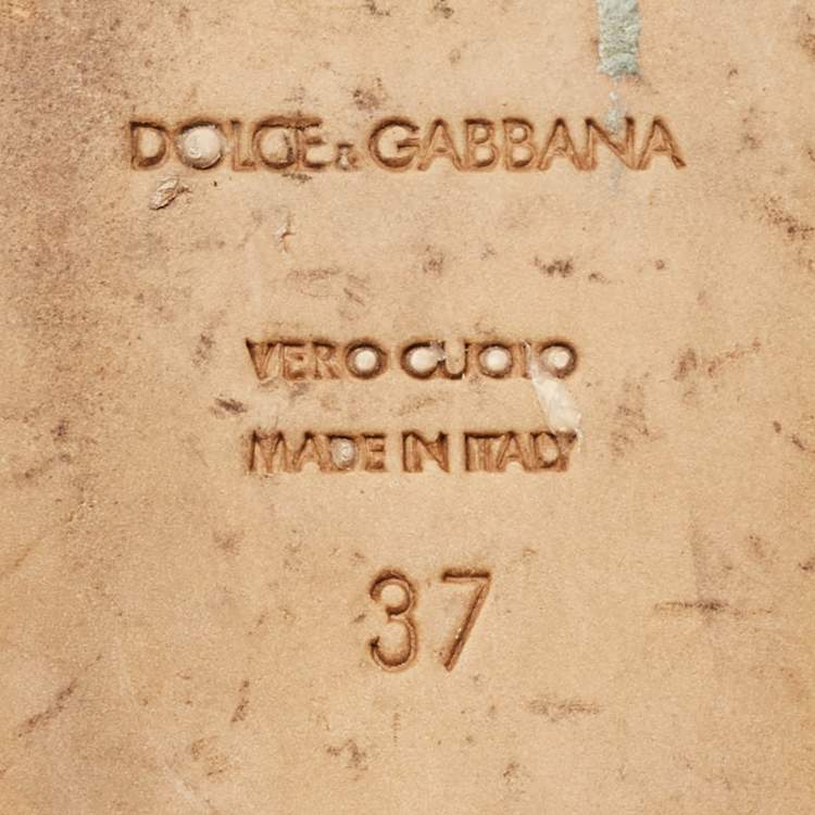 Pre Owned Dolce & Gabbana Size 37 Blue/Yellow Patent Leather and Woven Leather Ballet Flats