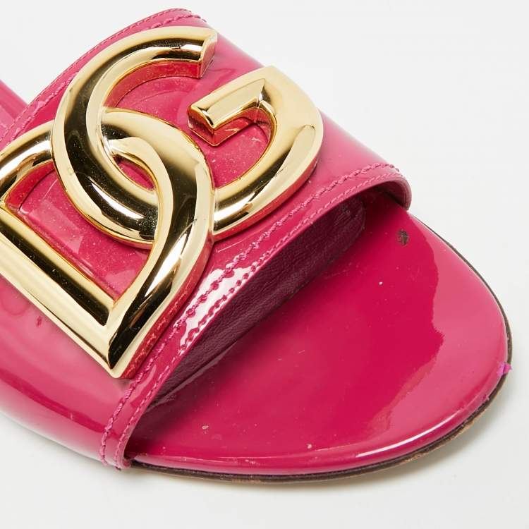 Pre Owned Dolce & Gabbana Size 39 Purple Patent Leather Flat Slides