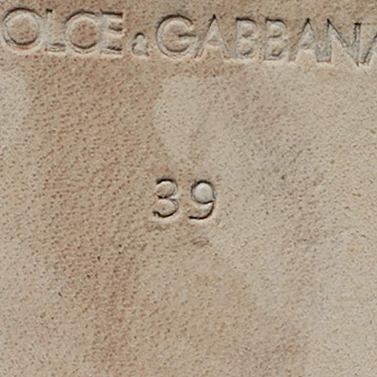 مملوكة مسبقًا Dolce & Gabbana DG Logo Size 39 Two Tone Denim and Leather Flat Slide