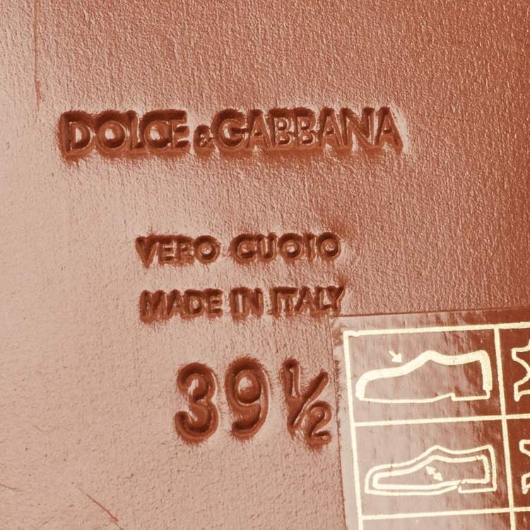 Pre Owned Dolce & Gabbana Anica Size 39.5 Green/Beige Patent Leather and Python Leather Thong Slingback