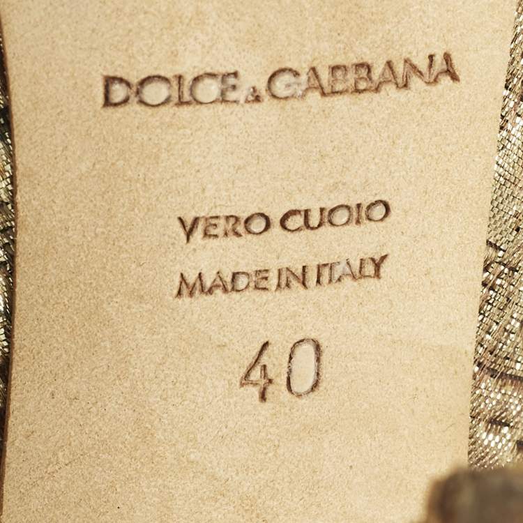 مملوكة مسبقًا Dolce & Gabbana Size 40 Gold Brocade Fabric Crystal Embellished Pumps