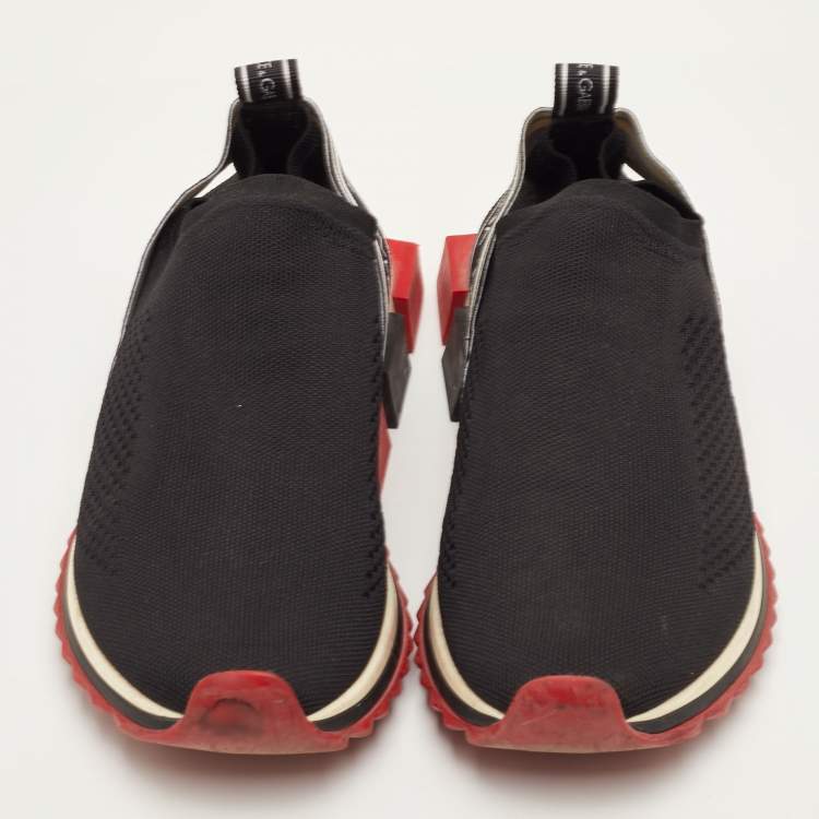 Pre Owned Dolce & Gabbana Sorrento Size 41 Black Knit Fabric Slip On Sneakers