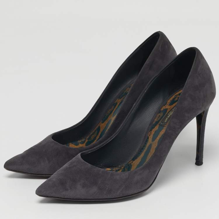 Pre Owned Dolce & Gabbana Size 38 Grey Suede Pointed Toe Pumps