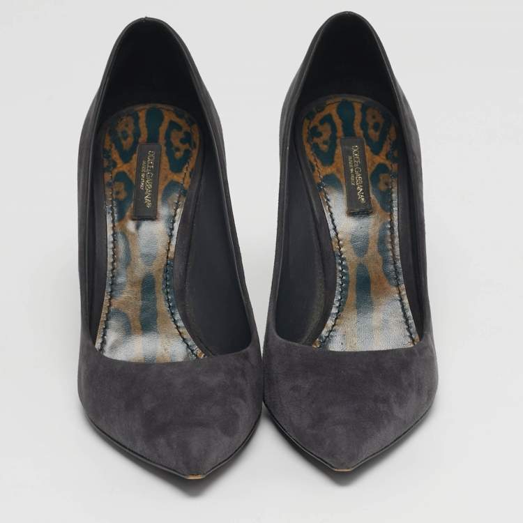 Pre Owned Dolce & Gabbana Size 38 Grey Suede Pointed Toe Pumps