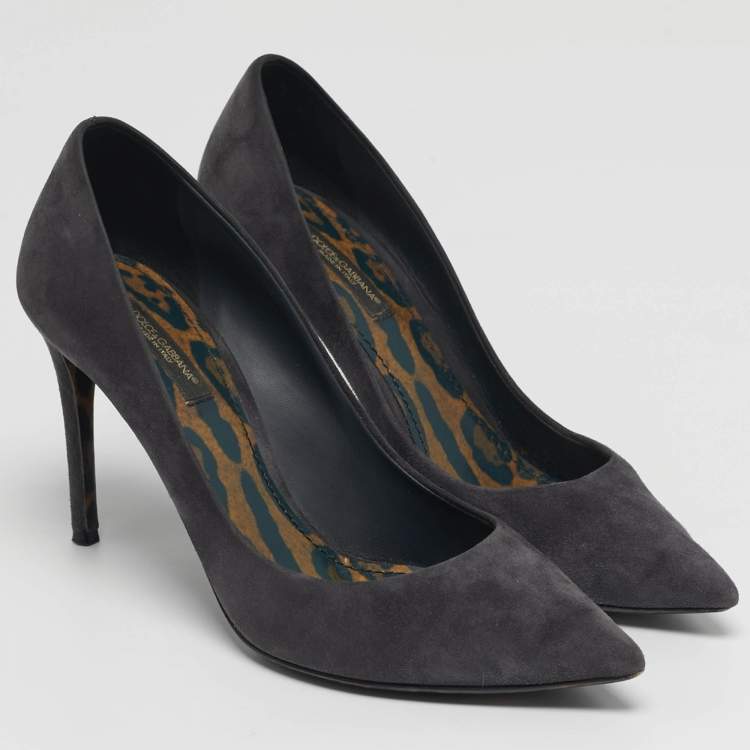 Pre Owned Dolce & Gabbana Size 38 Grey Suede Pointed Toe Pumps