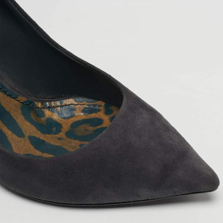Pre Owned Dolce & Gabbana Size 38 Grey Suede Pointed Toe Pumps
