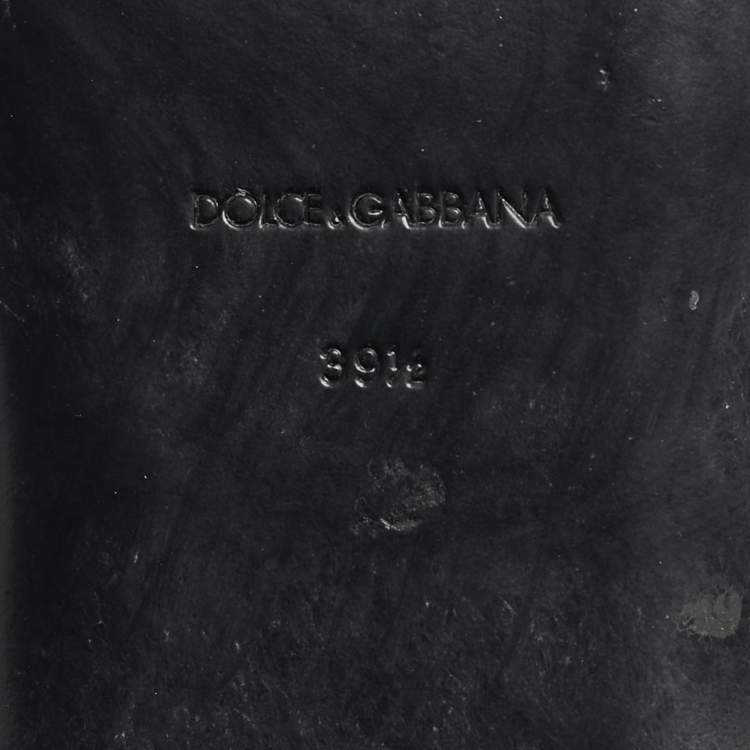 Pre Owned Dolce & Gabbana DG Logo Size 39.5 Black Patent Leather Thong Flats