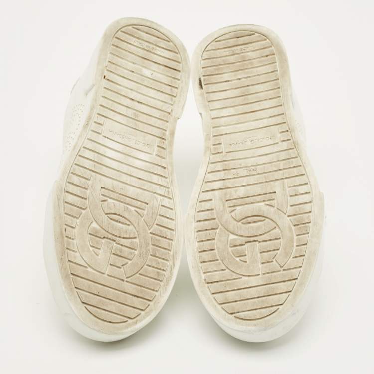 Pre Owned حذاء رياضي دولتشي أند غابانا بورتوفينو جلد أبيض/أرجواني برباط مقاس 38