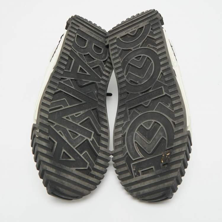 Pre Owned Dolce & Gabbana Ns1 Size 37.5 Black/White Fabric and Suede Low Top Sneakers