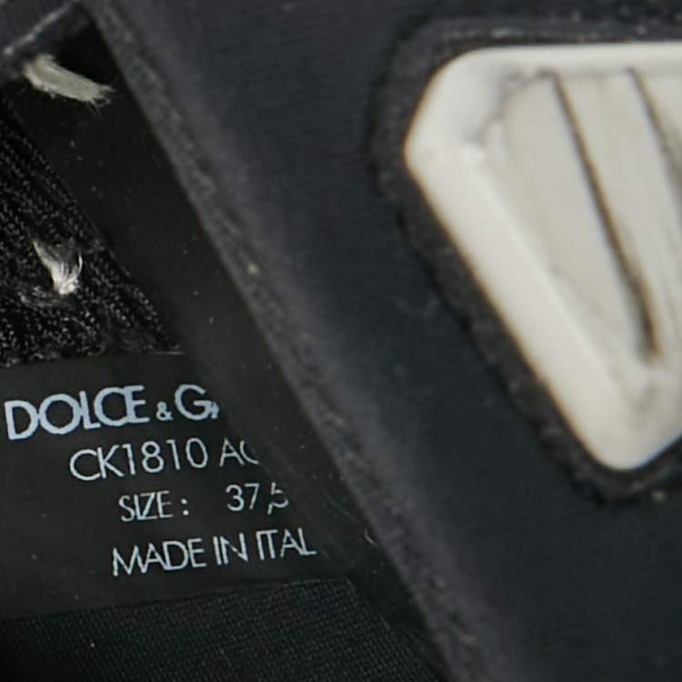 Pre Owned Dolce & Gabbana Ns1 Size 37.5 Black/White Fabric and Suede Low Top Sneakers