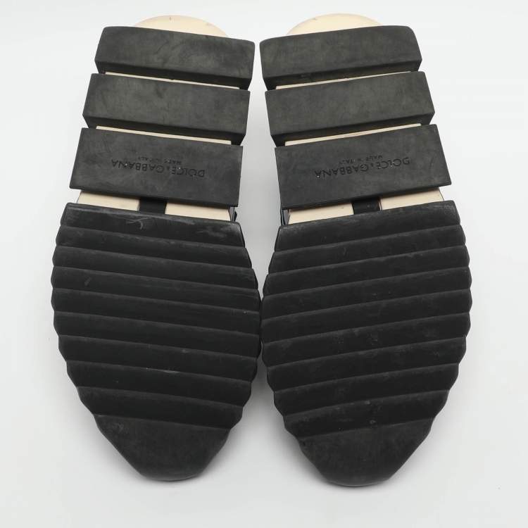 Pre Owned Dolce & Gabbana Sorrento Size 41 Black/White Knit Fabric Slip On Sneakers