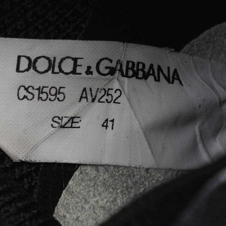 Pre Owned Dolce & Gabbana Sorrento Size 41 Black/White Knit Fabric Slip On Sneakers
