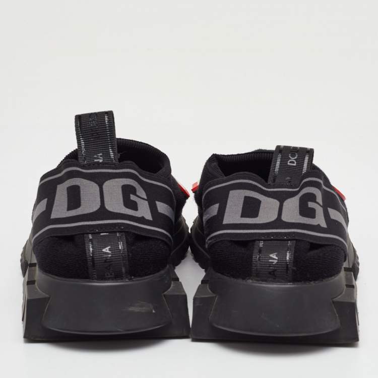 Pre Owned Dolce & Gabbana DG Patch Size 35 Black Stretch Technical Fabric Slip On Sneakers