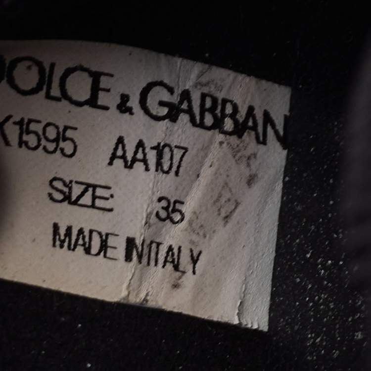 Pre Owned Dolce & Gabbana DG Patch Size 35 Black Stretch Technical Fabric Slip On Sneakers