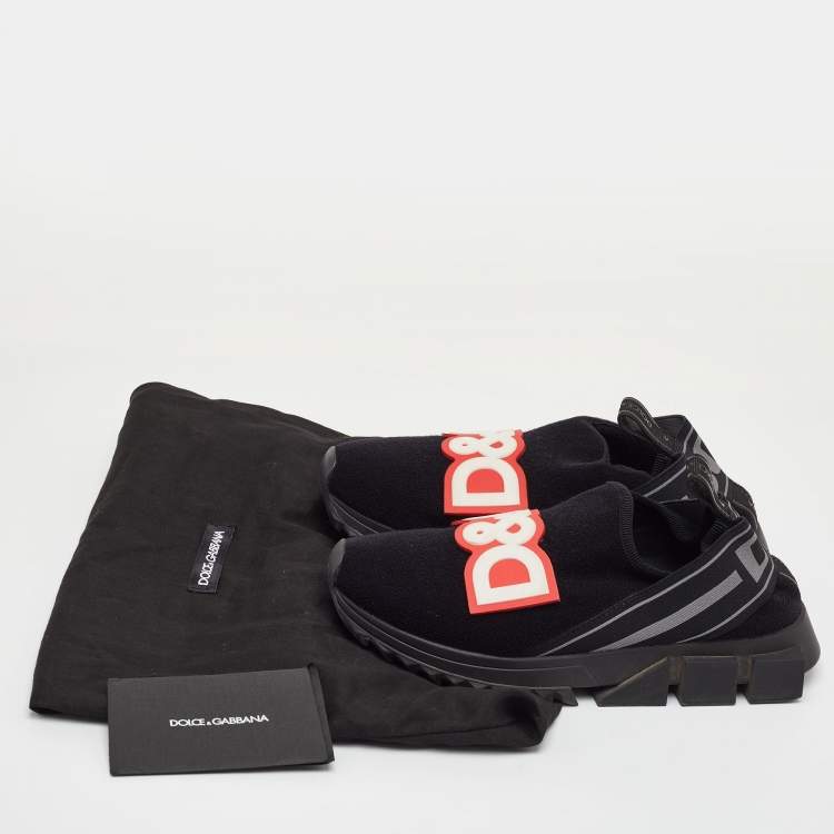 Pre Owned Dolce & Gabbana DG Patch Size 35 Black Stretch Technical Fabric Slip On Sneakers