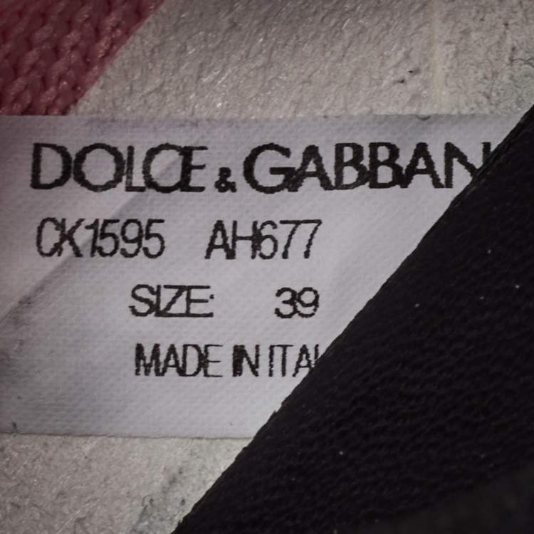 Pre Owned Dolce & Gabbana Sorrento Size 39 Pink/Black Knit Fabric Slip On Sneakers