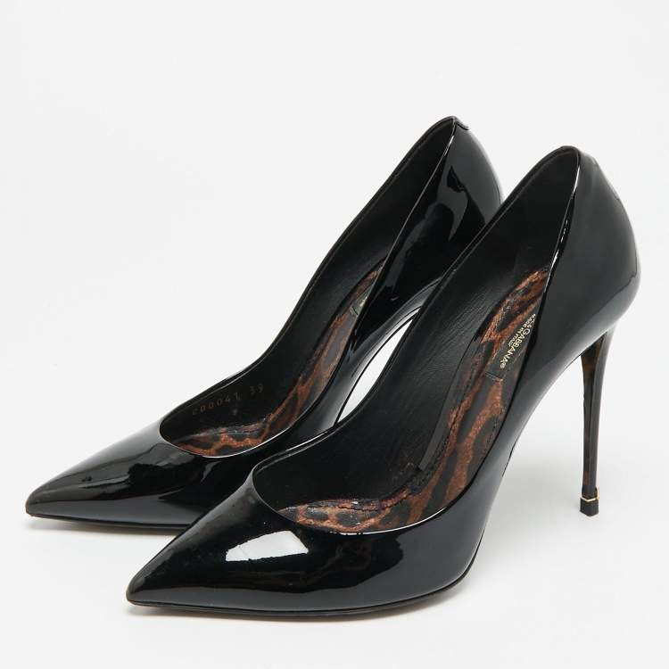 Pre Owned Dolce & Gabbana Size 39 Black Patent Leather Pointed Toe Pumps