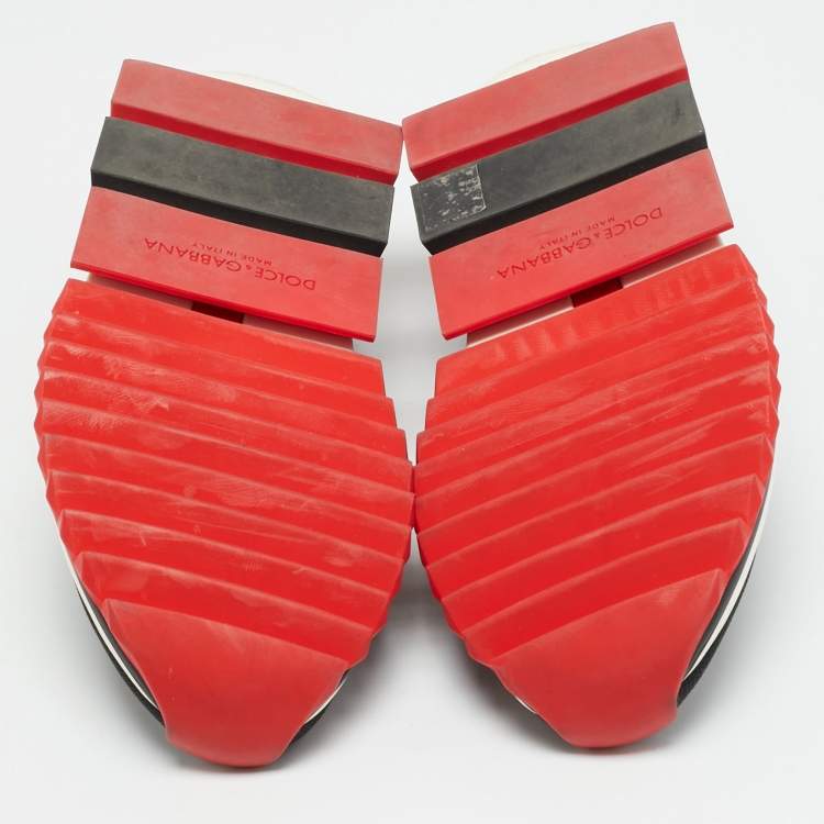 Pre Owned Dolce & Gabbana Sorrento Size 40 Black/White Knit Fabric Slip On Sneakers