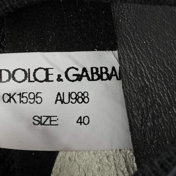 Pre Owned Dolce & Gabbana Sorrento Size 40 Black/White Knit Fabric Slip On Sneakers