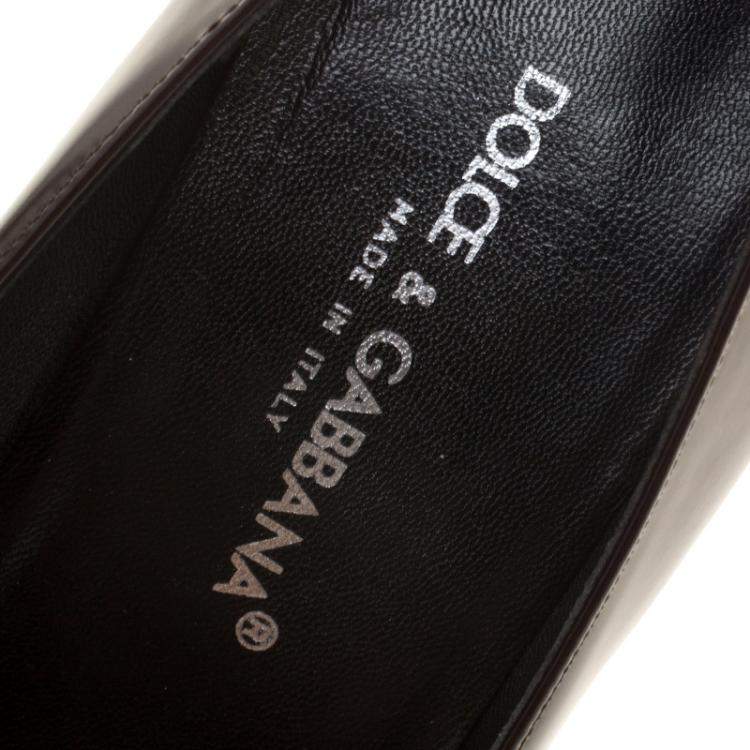 Pre Owned Dolce & Gabbana Dark Brown Patent Leather Block Heel Pumps Size 38