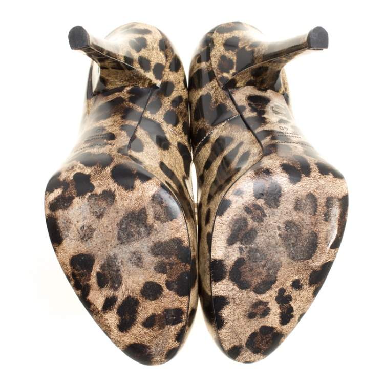 Pre Owned Dolce & Gabbana Leopard Print Patent Leather Platform Pumps Size 40