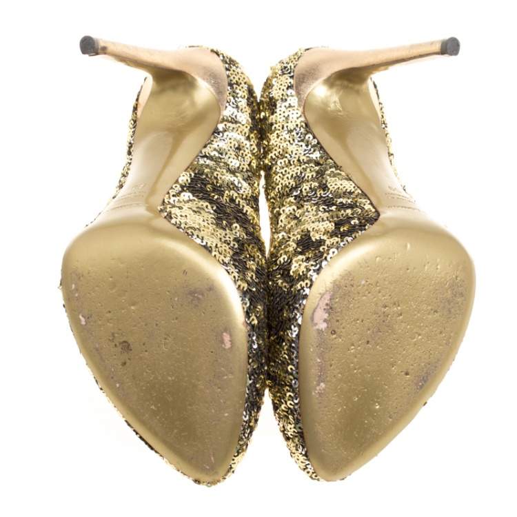 Pre Owned Dolce & Gabbana Metallic Two Tone Sequins Pumps Size 39